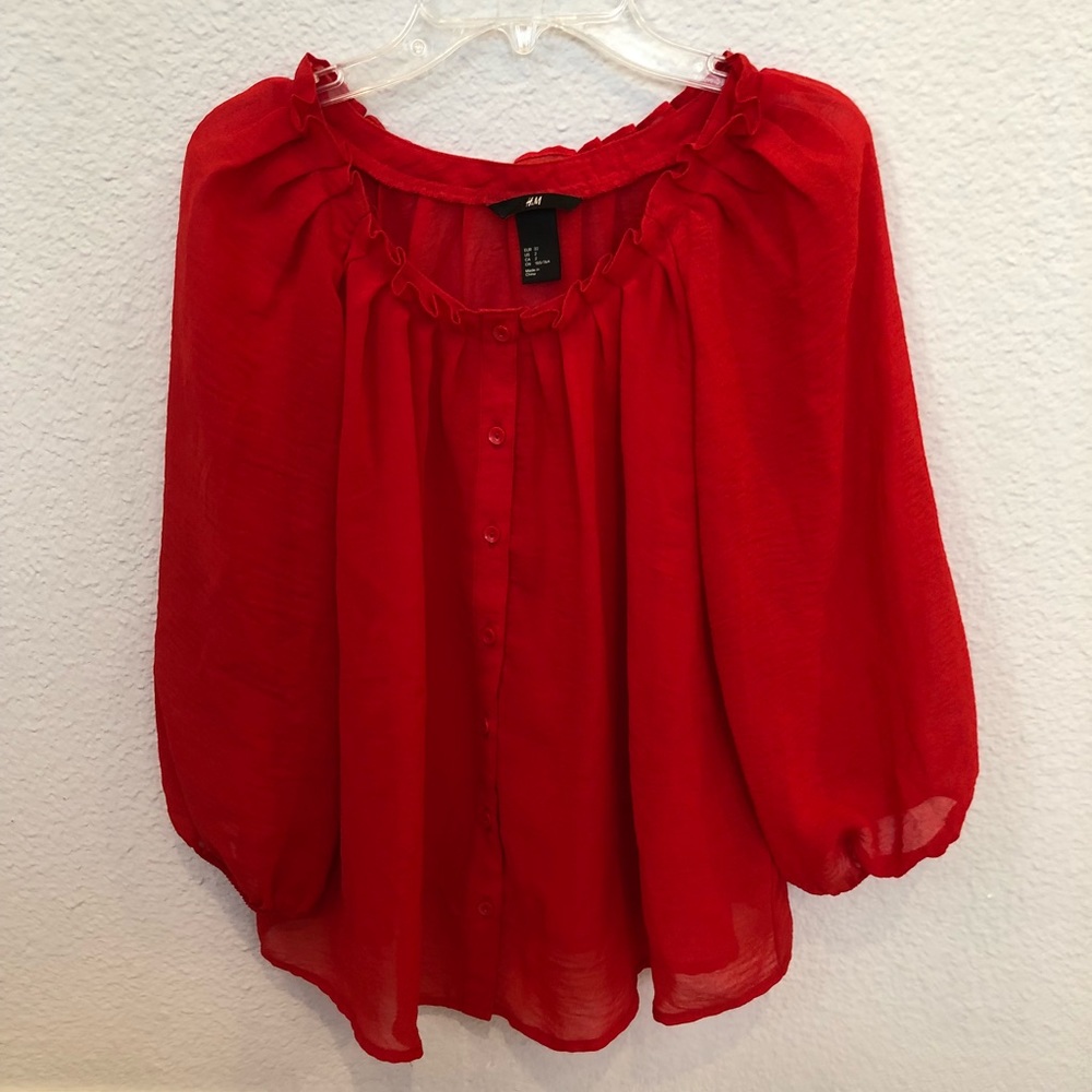 Size US 2 (Euro 32) Red Blouse